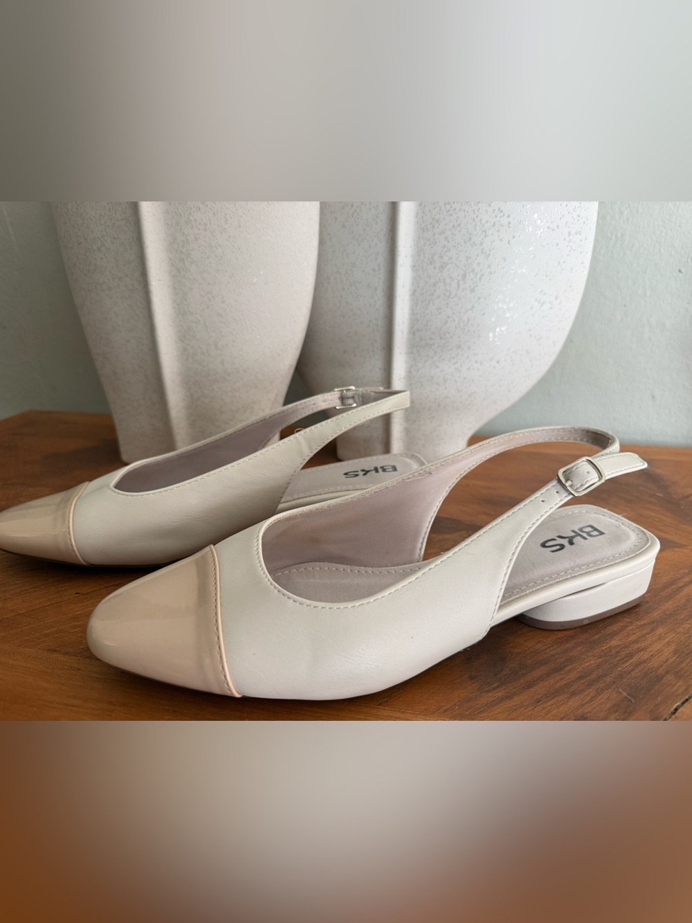 Bakers Two-Tone Cream Slingback Low Heel Mules